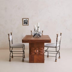 French Oak Dining Table or Desk by Charles Dudouyt, 1940s