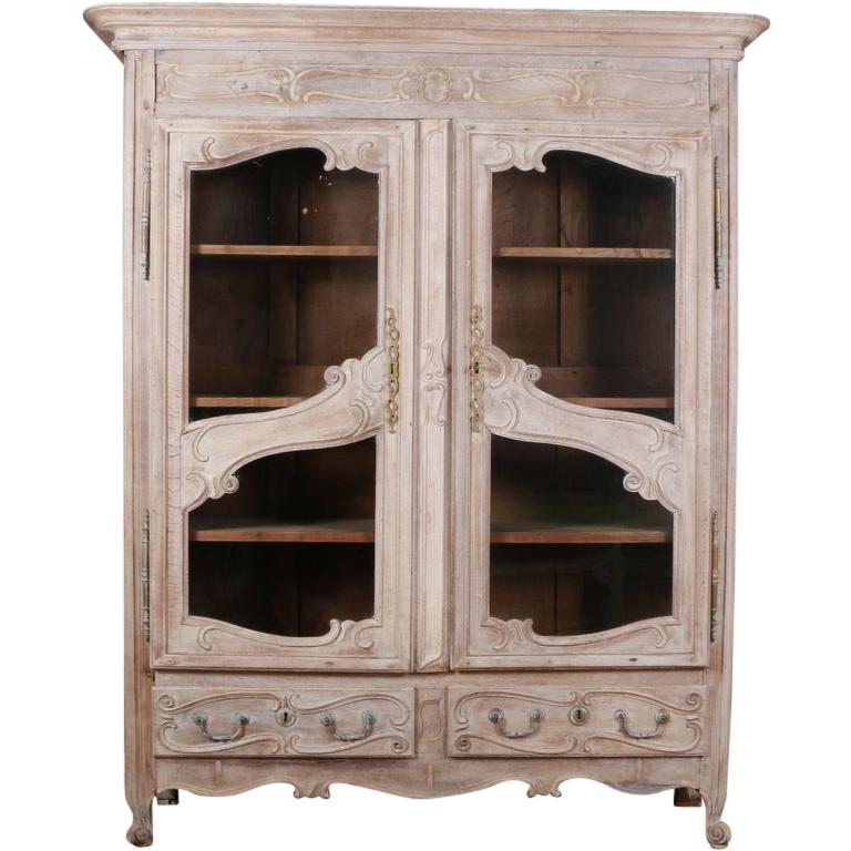French Oak Display Cabinet / Cupboard