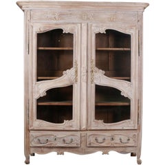 French Oak Display Cabinet / Cupboard