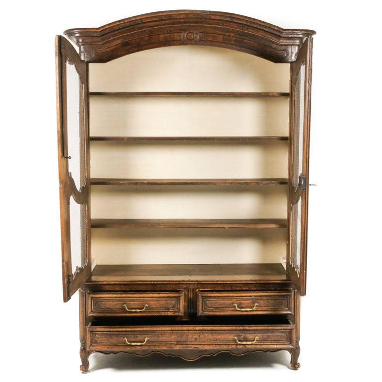 Glass French Oak Display Cabinet