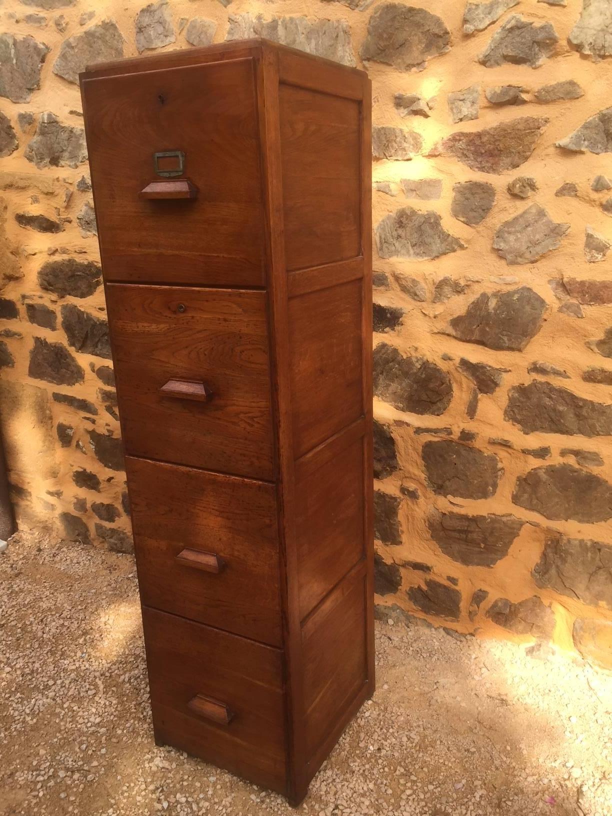 Very nice French oak document cabinet from the 1950s. 
Sliding drawers.
Good quality.