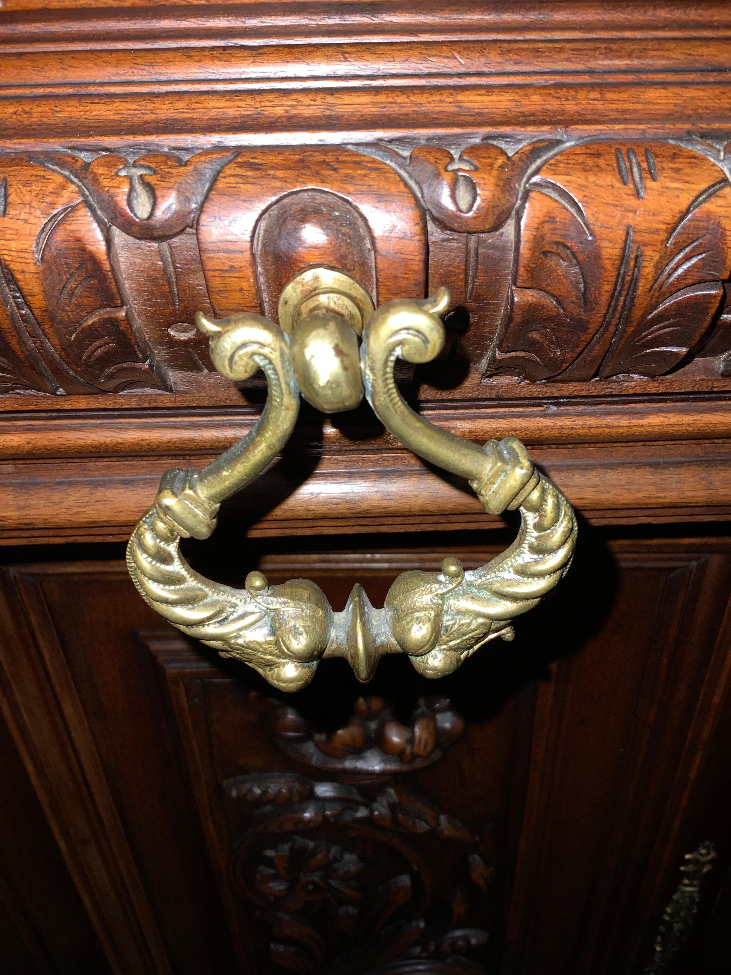 French oak double cupboard/buffet Henry II style, 19 th c. Carved For Sale 5