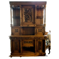 French oak double cupboard/buffet Henry II style, 19 th c. Carved