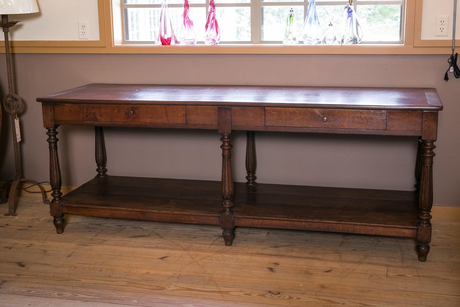 Hand-Carved French Oak Drapery Table