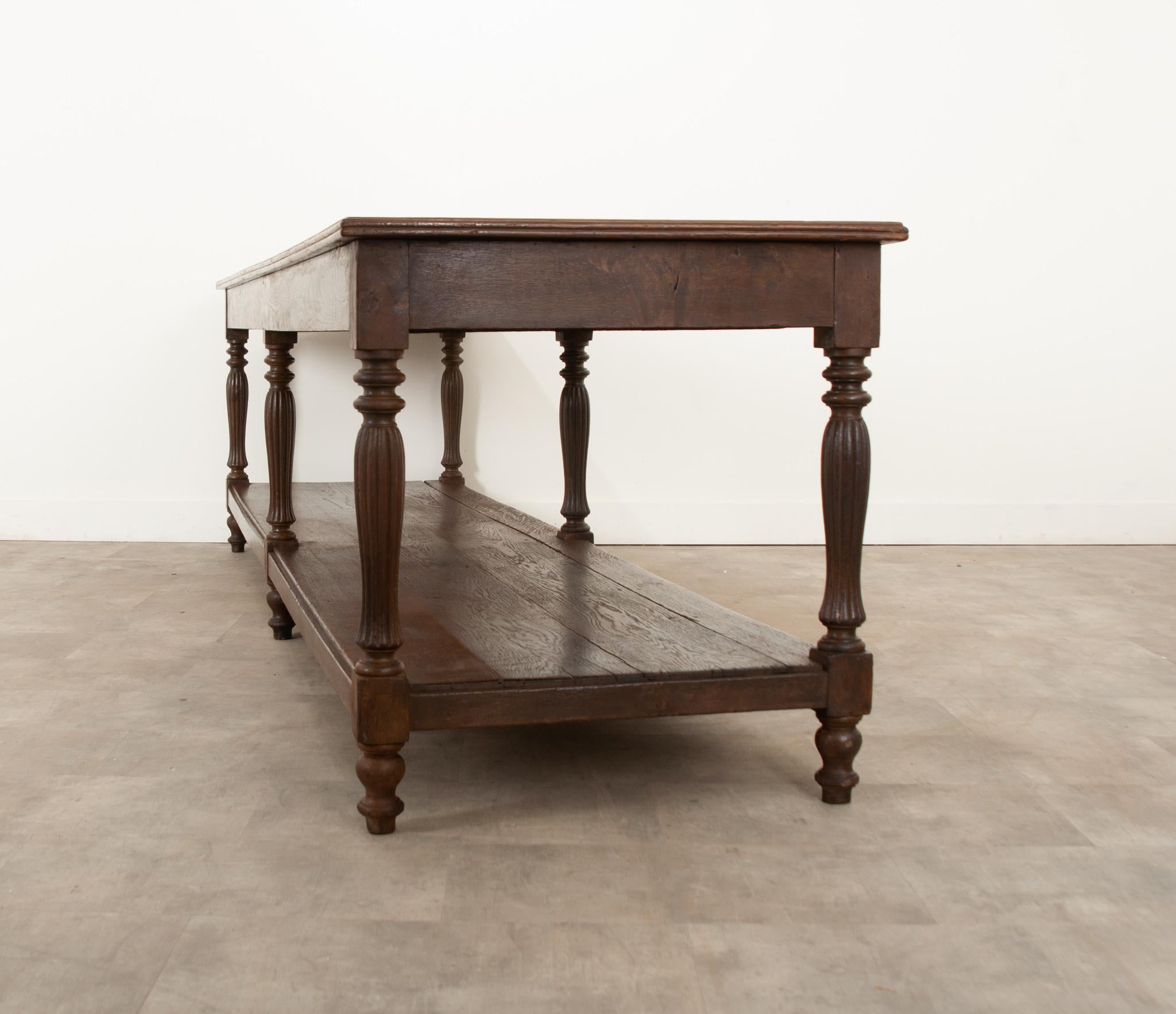 French Oak Drapery Table with Parquet Top For Sale 9