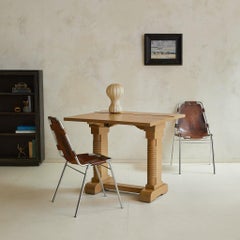 French Oak Drop-Leaf Side Table in the Manner of Charles Dudouyt, 1940s
