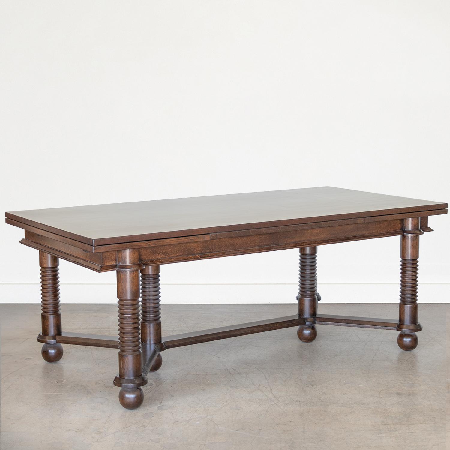 20th Century French Oak Extendable Dining Table by Charles Dudouyt