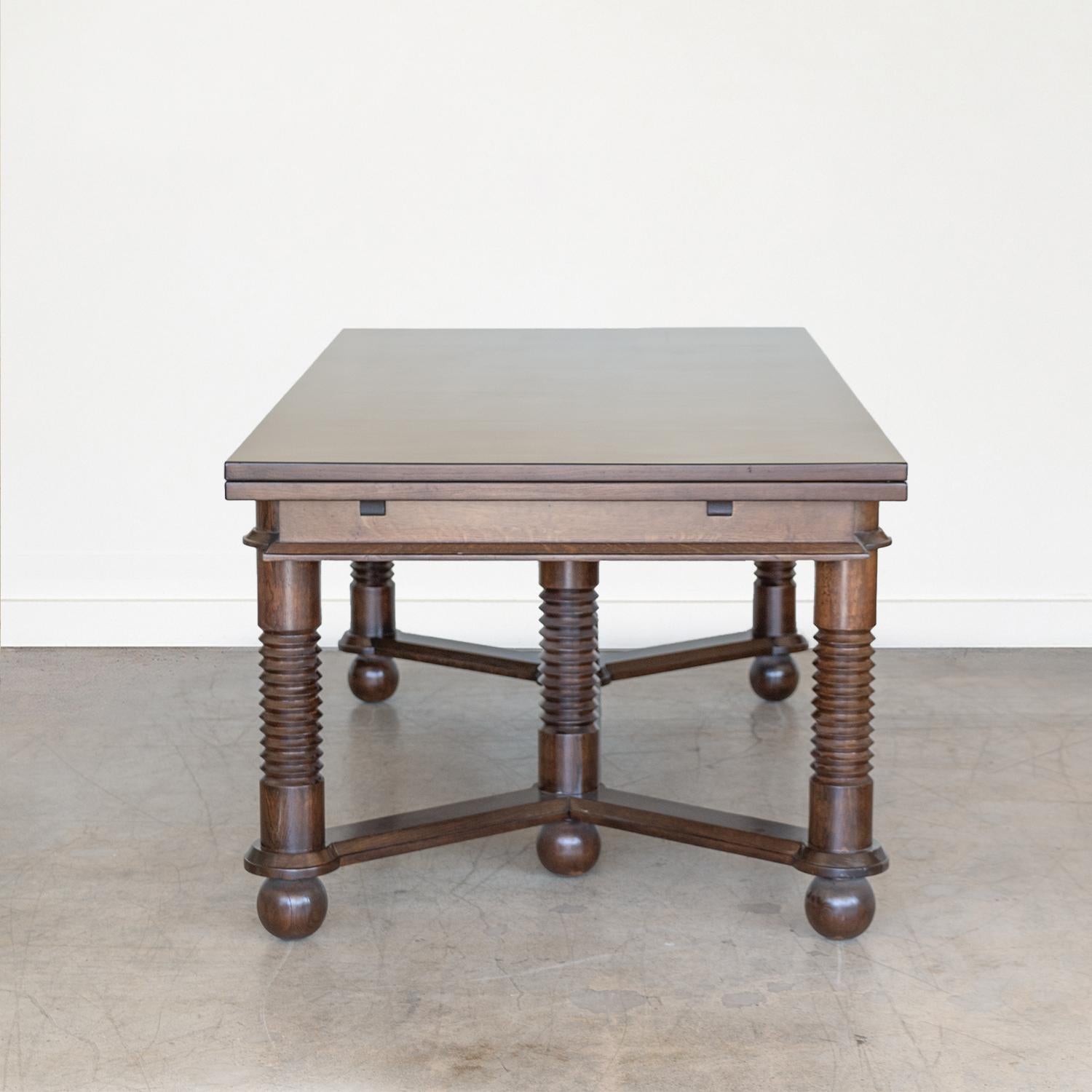 French Oak Extendable Dining Table by Charles Dudouyt 1