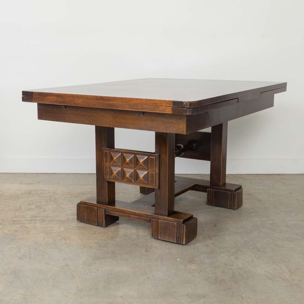 Quercia Tavolo da pranzo allungabile in Oak francese di Charles Dudouyt in vendita