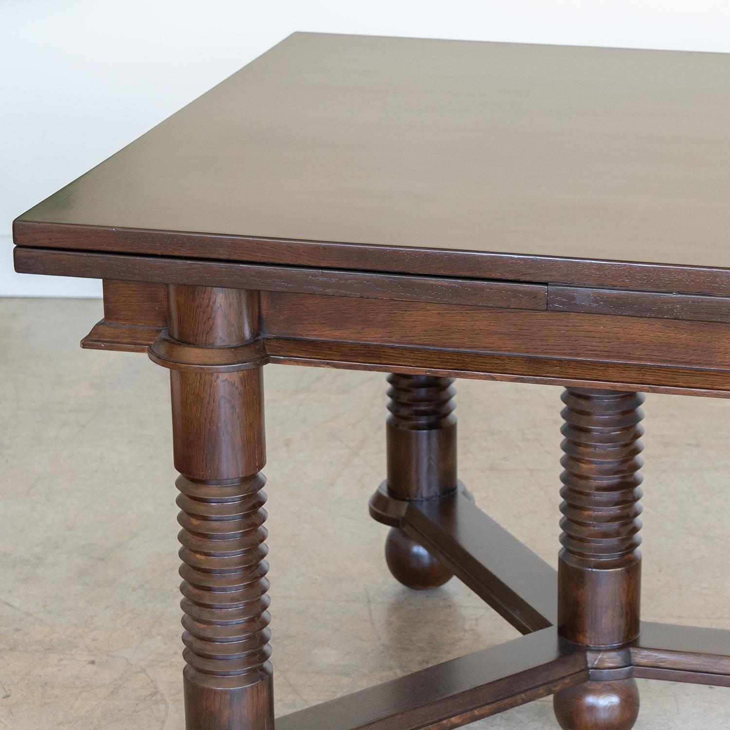 French Oak Extendable Dining Table by Charles Dudouyt 3