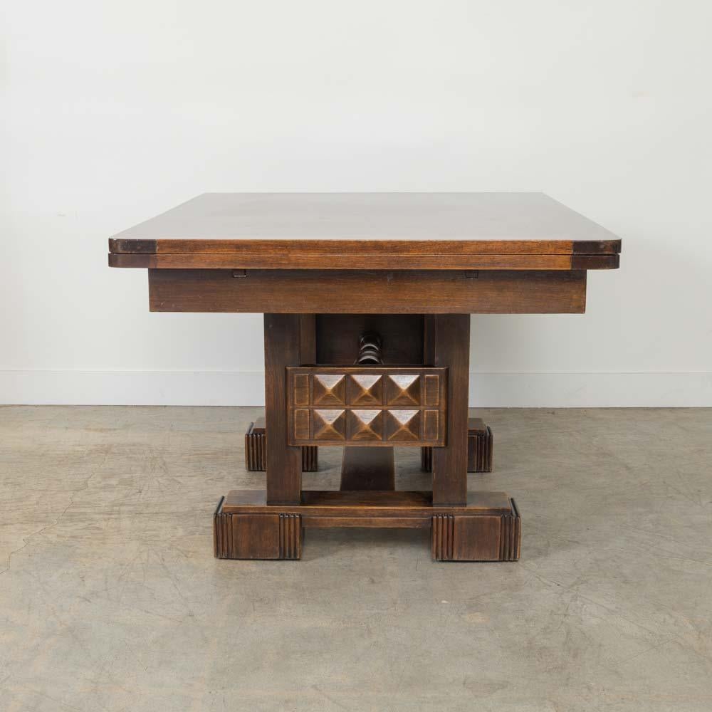 Tavolo da pranzo allungabile in Oak francese di Charles Dudouyt in vendita 2