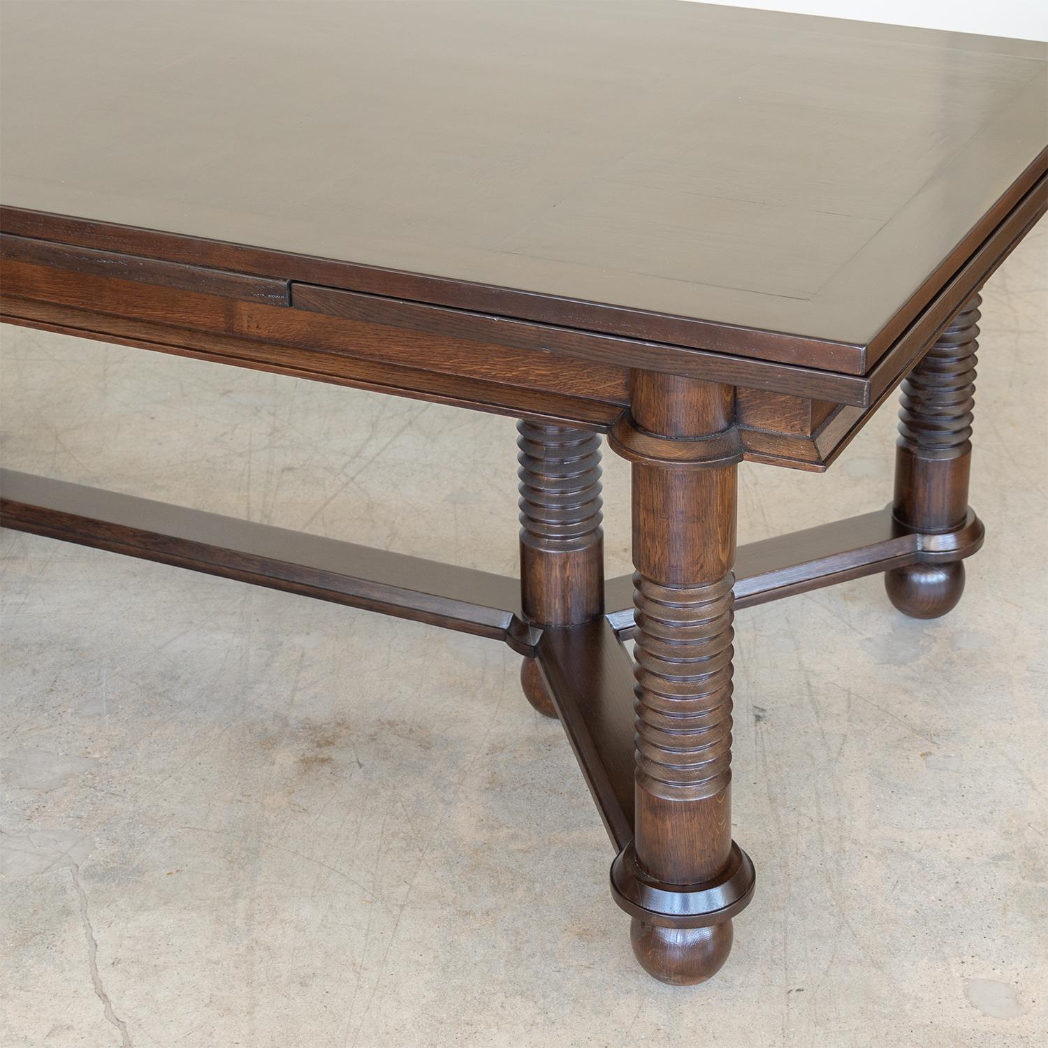 French Oak Extendable Dining Table by Charles Dudouyt 5