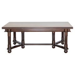 French Oak Extendable Dining Table by Charles Dudouyt