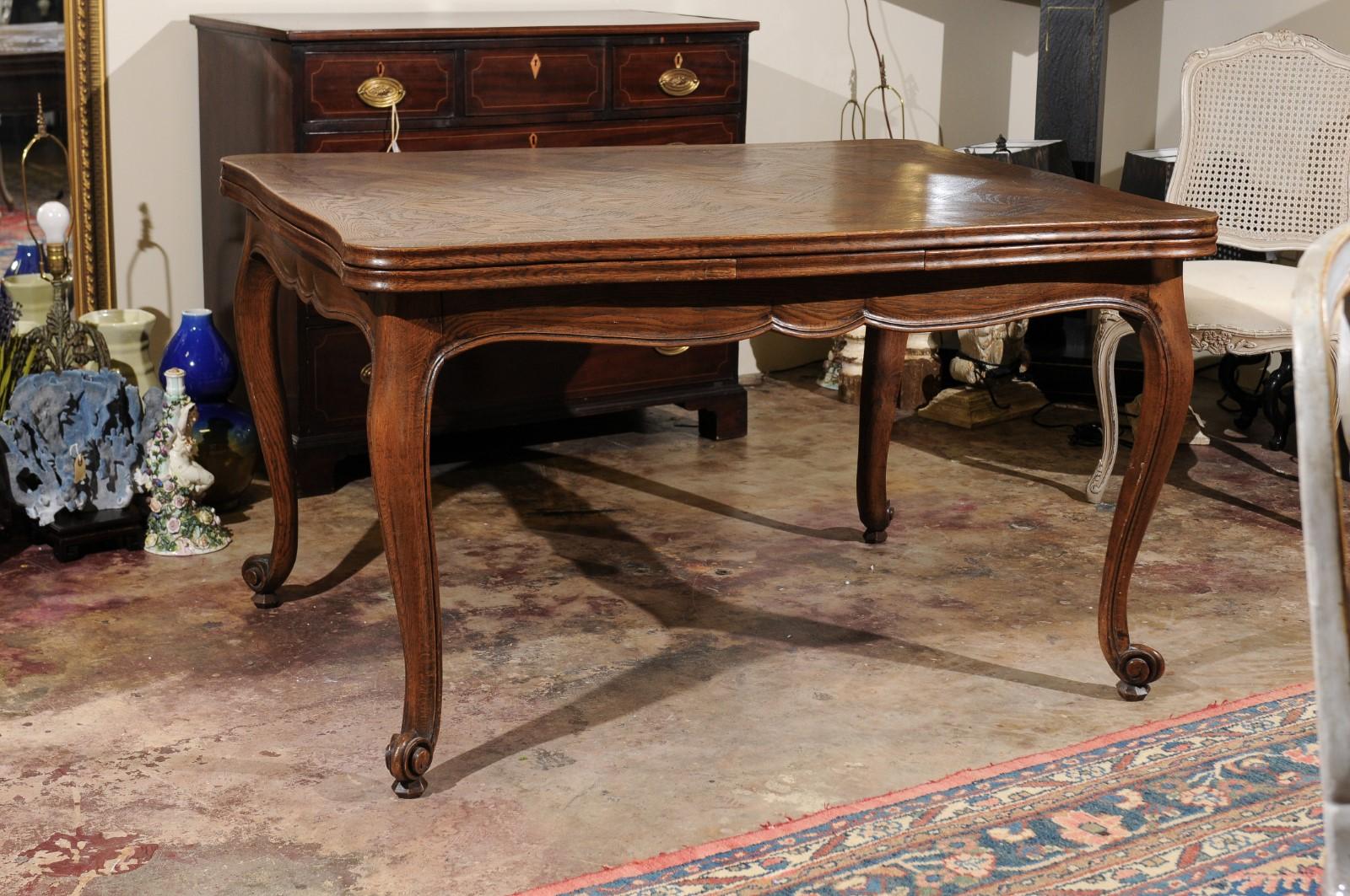 French Provincial French Oak Extendable Dining Table For Sale