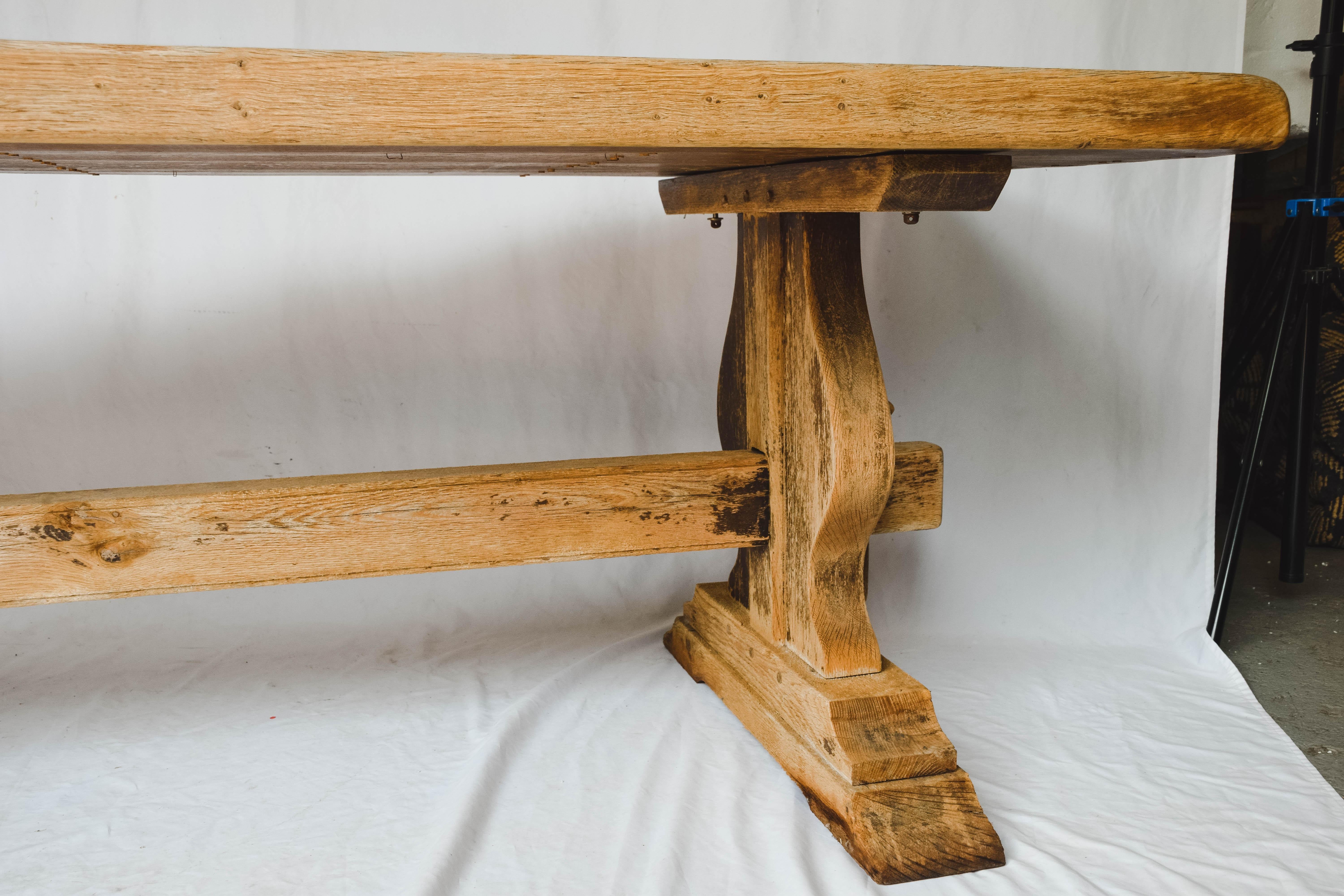 French Oak Farm Table In Good Condition In Houston, TX