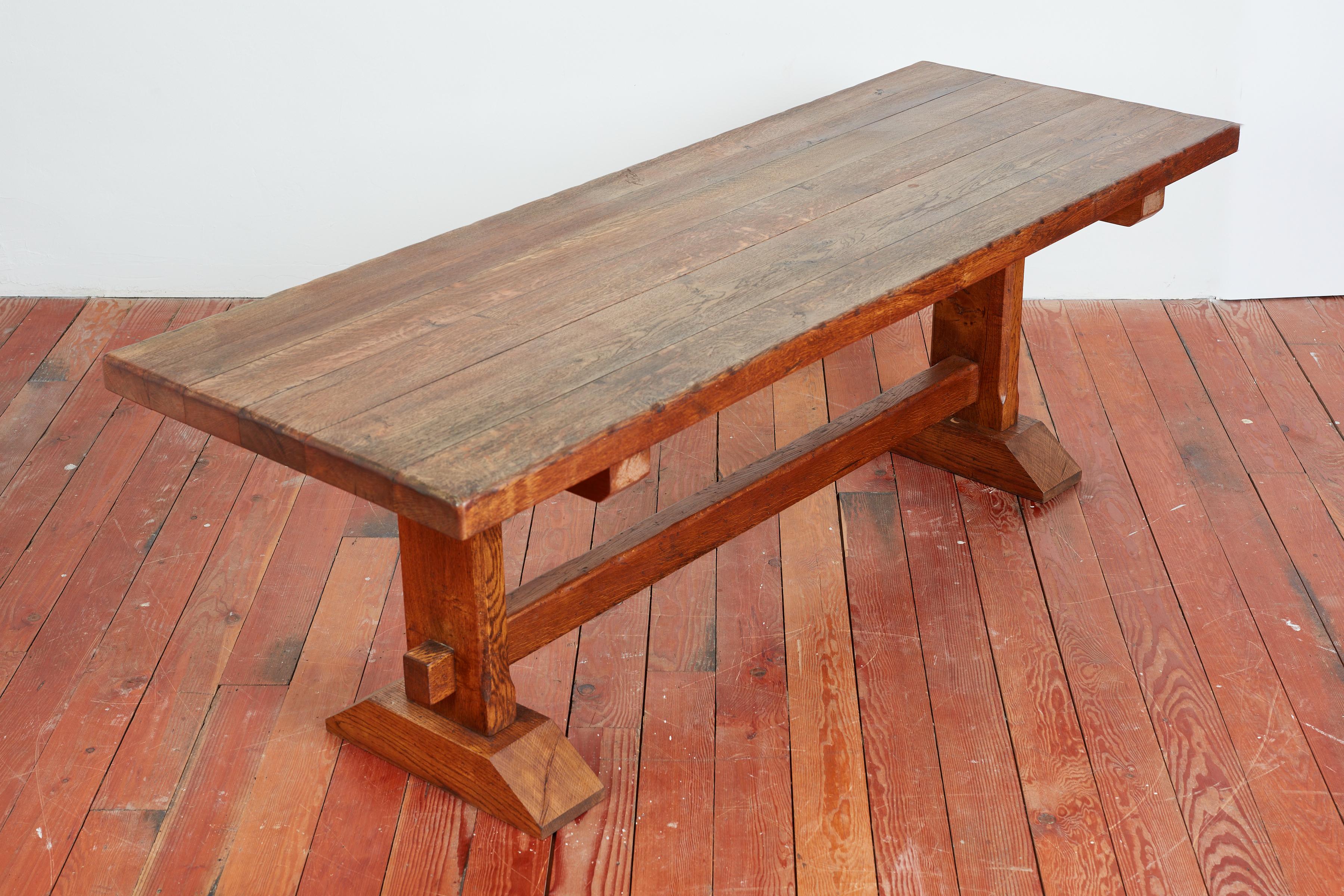 Mid-20th Century French Oak Farm Table For Sale