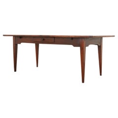 Antique French Walnut Farm Table from Burgundy