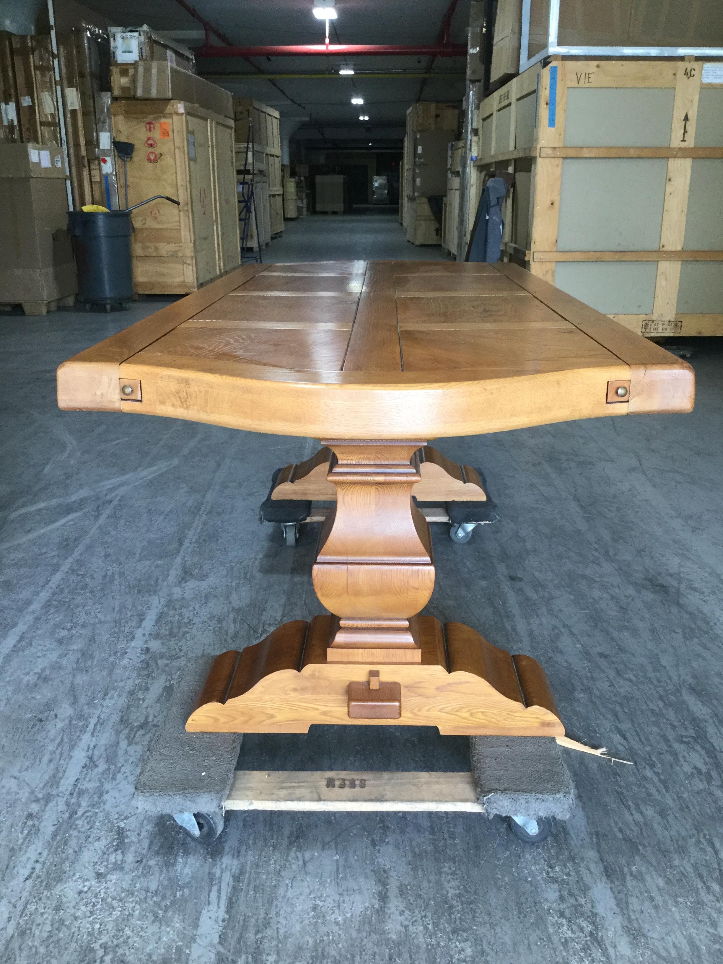 French Oak Farm Table with Extensions In Good Condition In Livingston, NJ