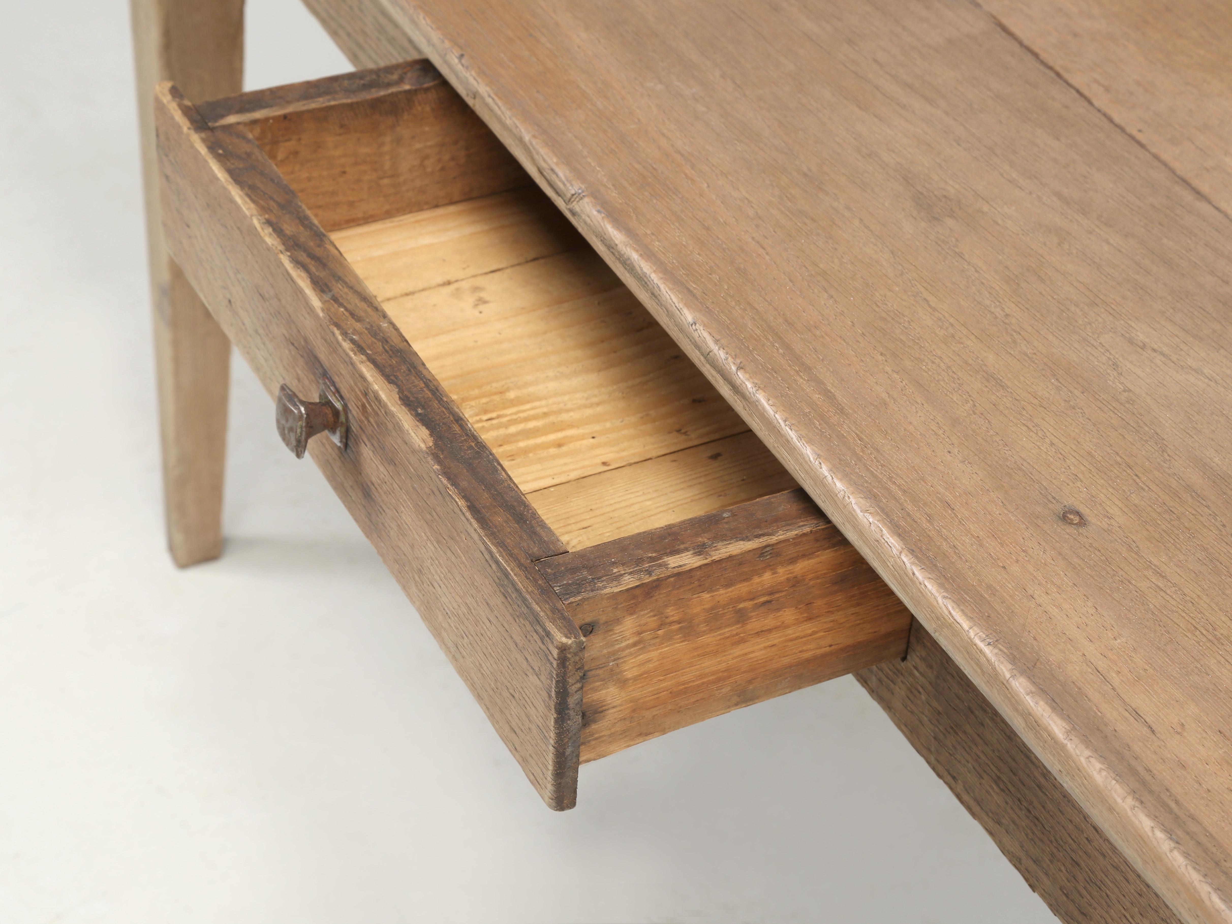 Late 19th Century French Oak Farm Table with Tapered Legs 1800's Original Unrestored Condition