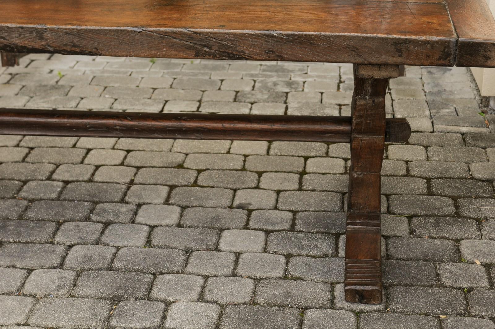 French Oak Farm Table with Trestle Base and Weathered Patina, circa 1880 5