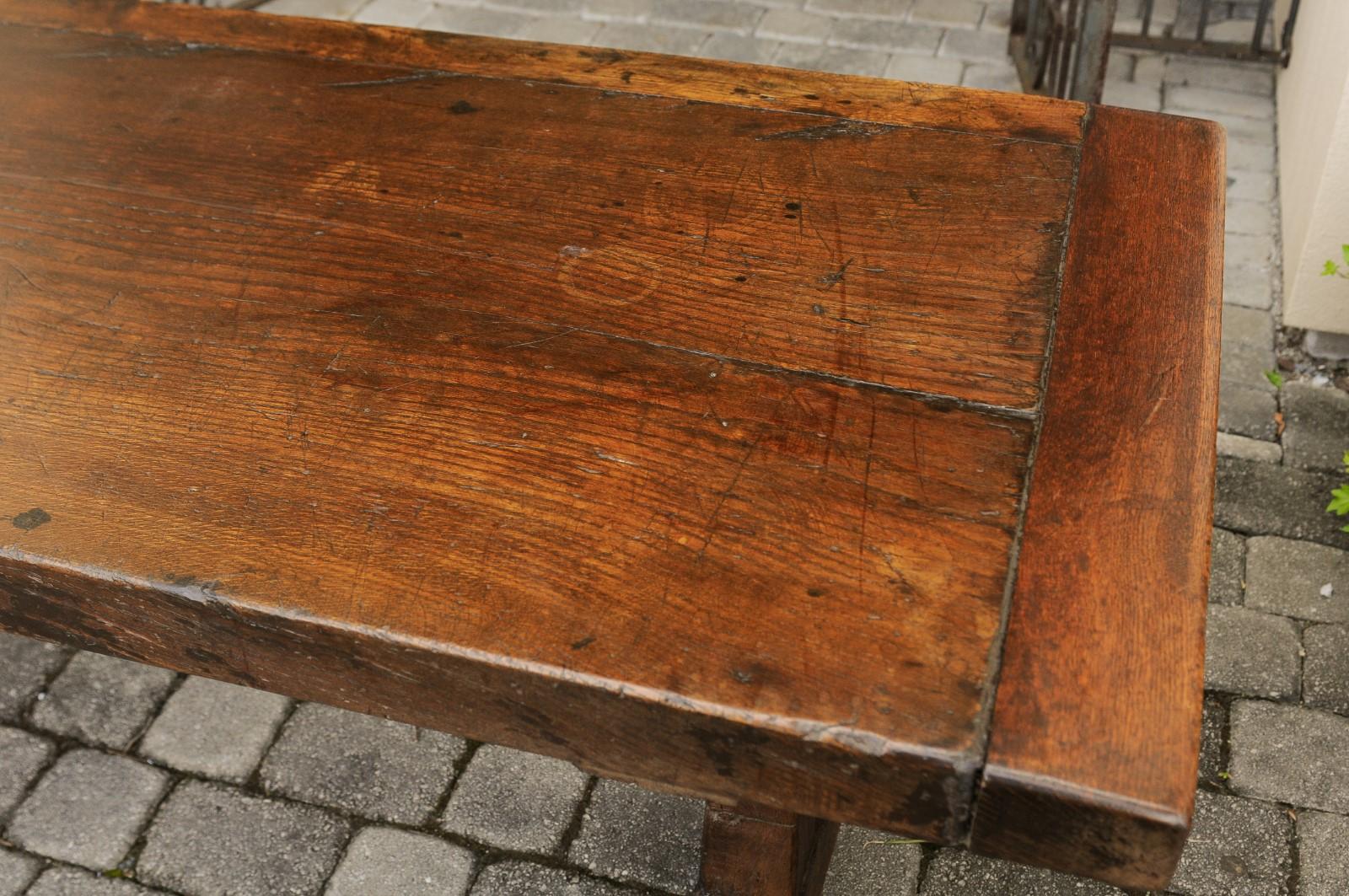 French Oak Farm Table with Trestle Base and Weathered Patina, circa 1880 6