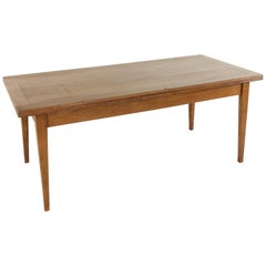 French Oak Farm Table with Two Draw Leaves, Seats Eight or Twelve Fully Extended