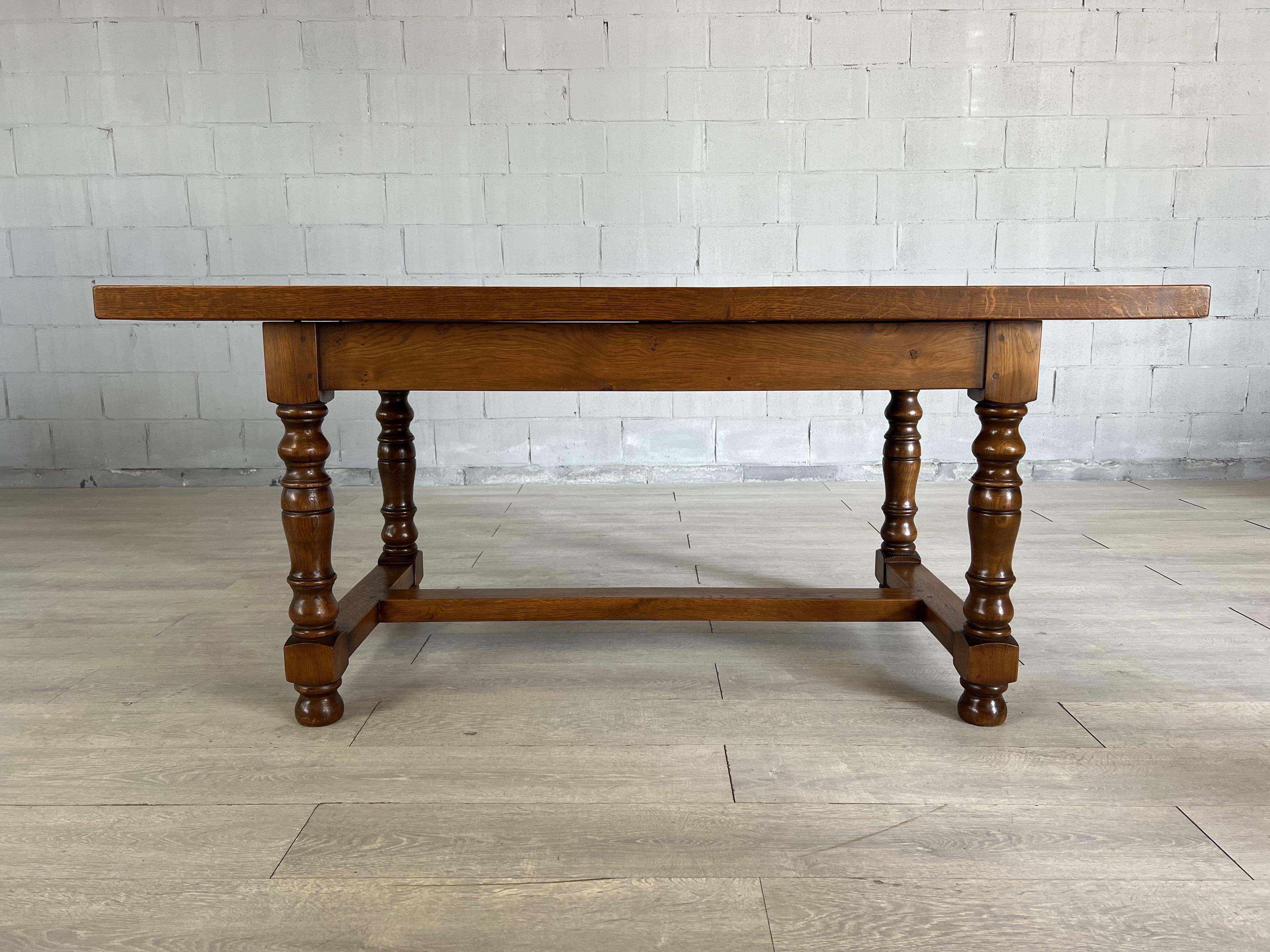 French Oak Farmhouse Kitchen or Dining Table With Single Drawer 5