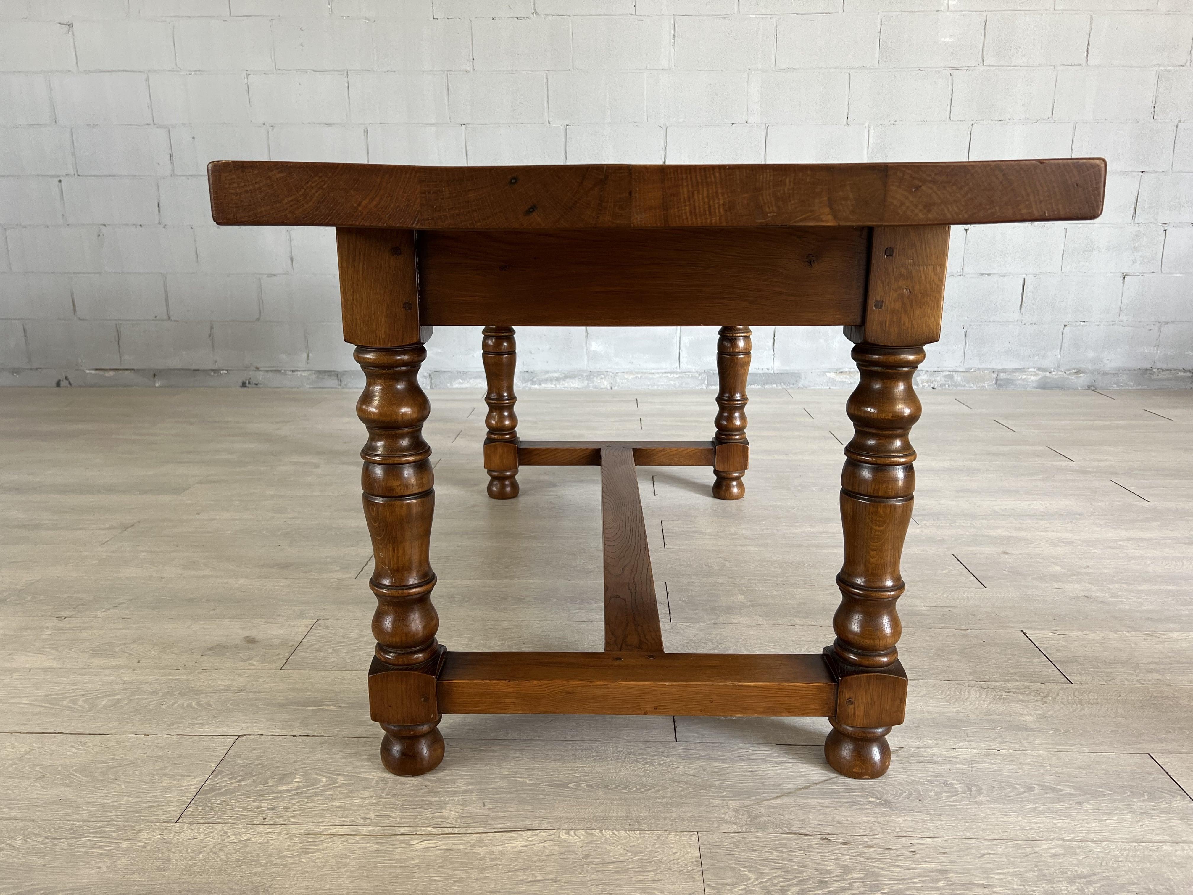 French Oak Farmhouse Kitchen or Dining Table With Single Drawer 6