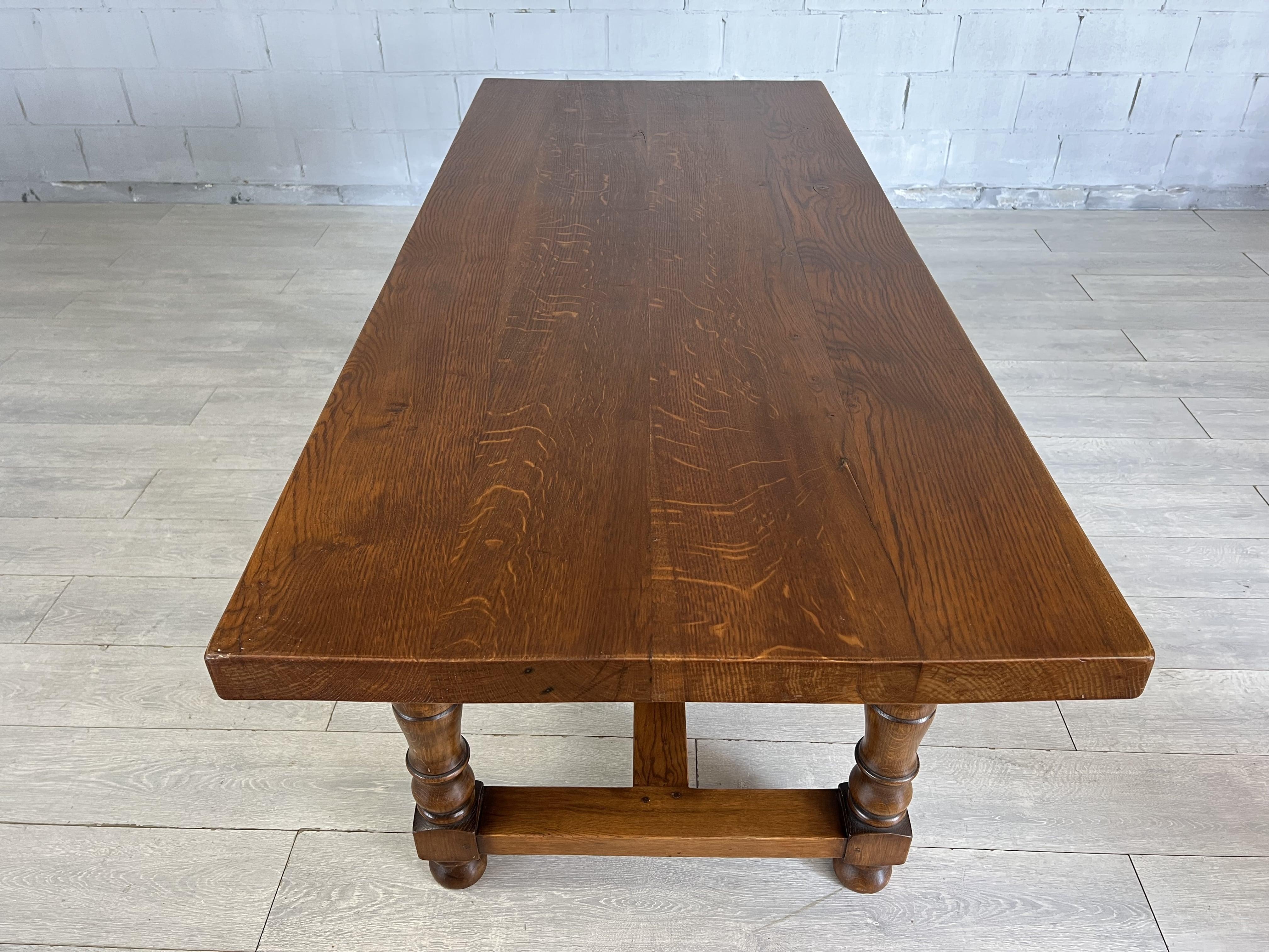 French Oak Farmhouse Kitchen or Dining Table With Single Drawer 7