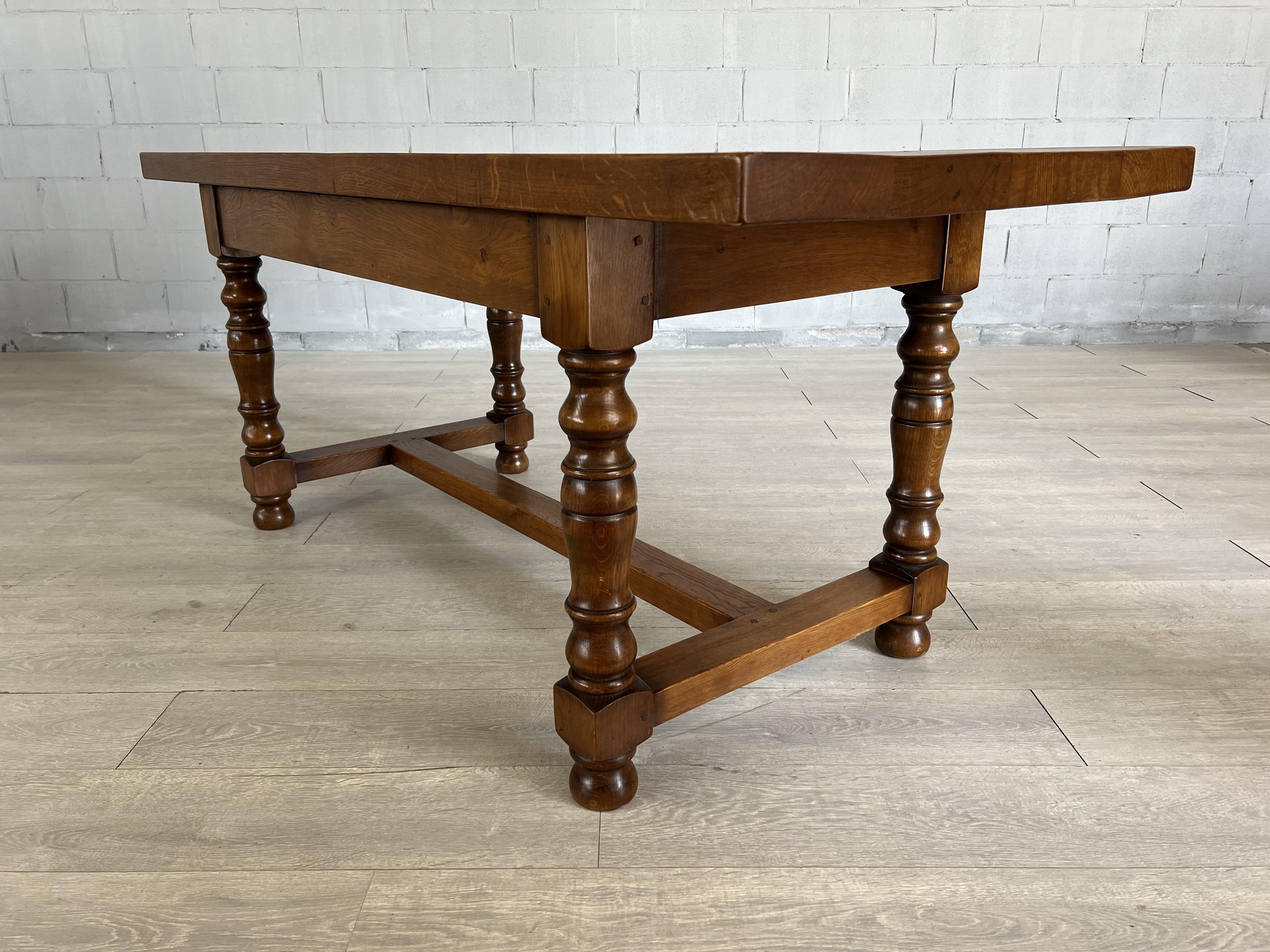 French Oak Farmhouse Kitchen or Dining Table With Single Drawer 1