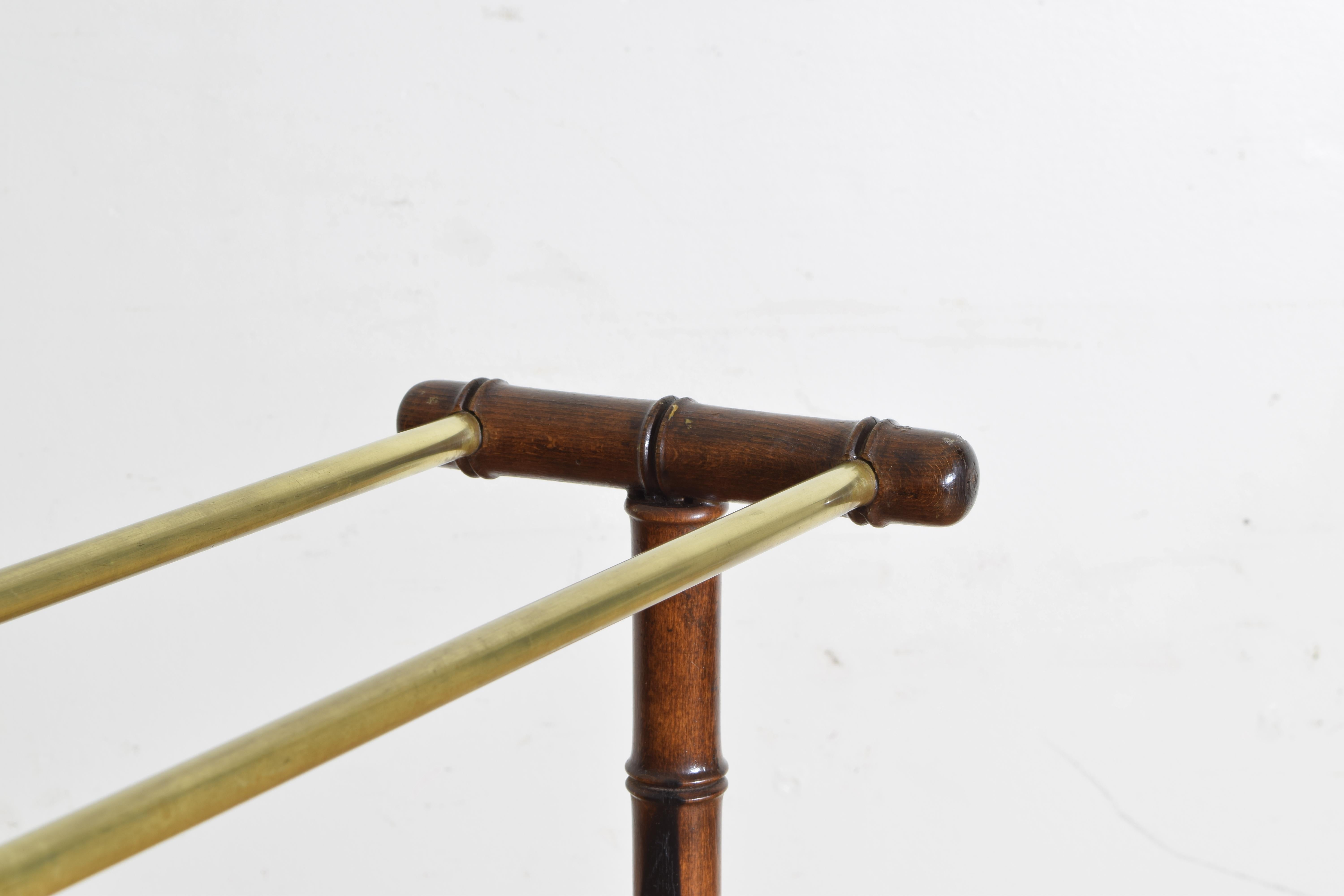 French Oak Faux Bamboo and Brass Towel Rack, Late 19th Century 2