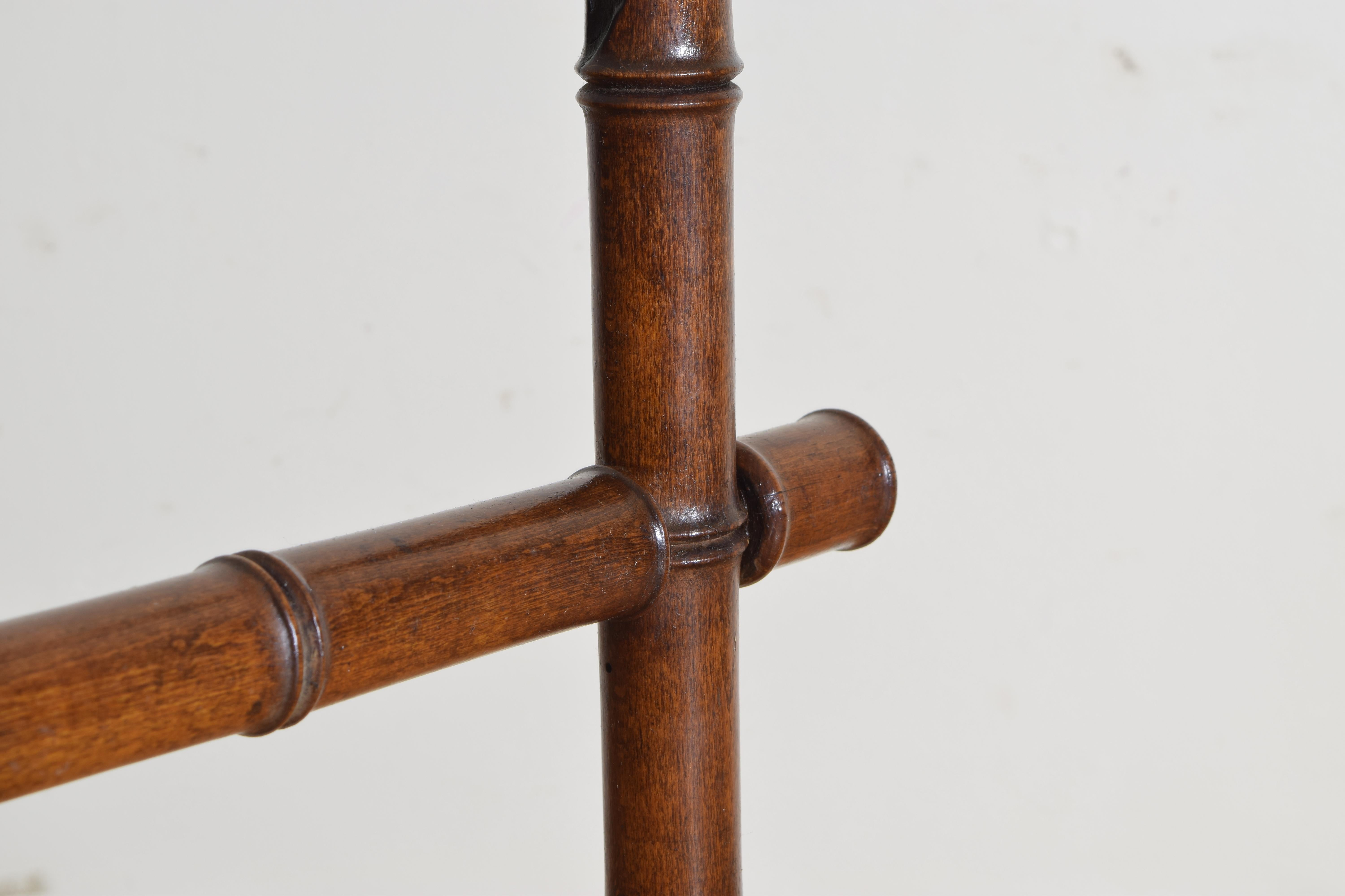 French Oak Faux Bamboo and Brass Towel Rack, Late 19th Century 3
