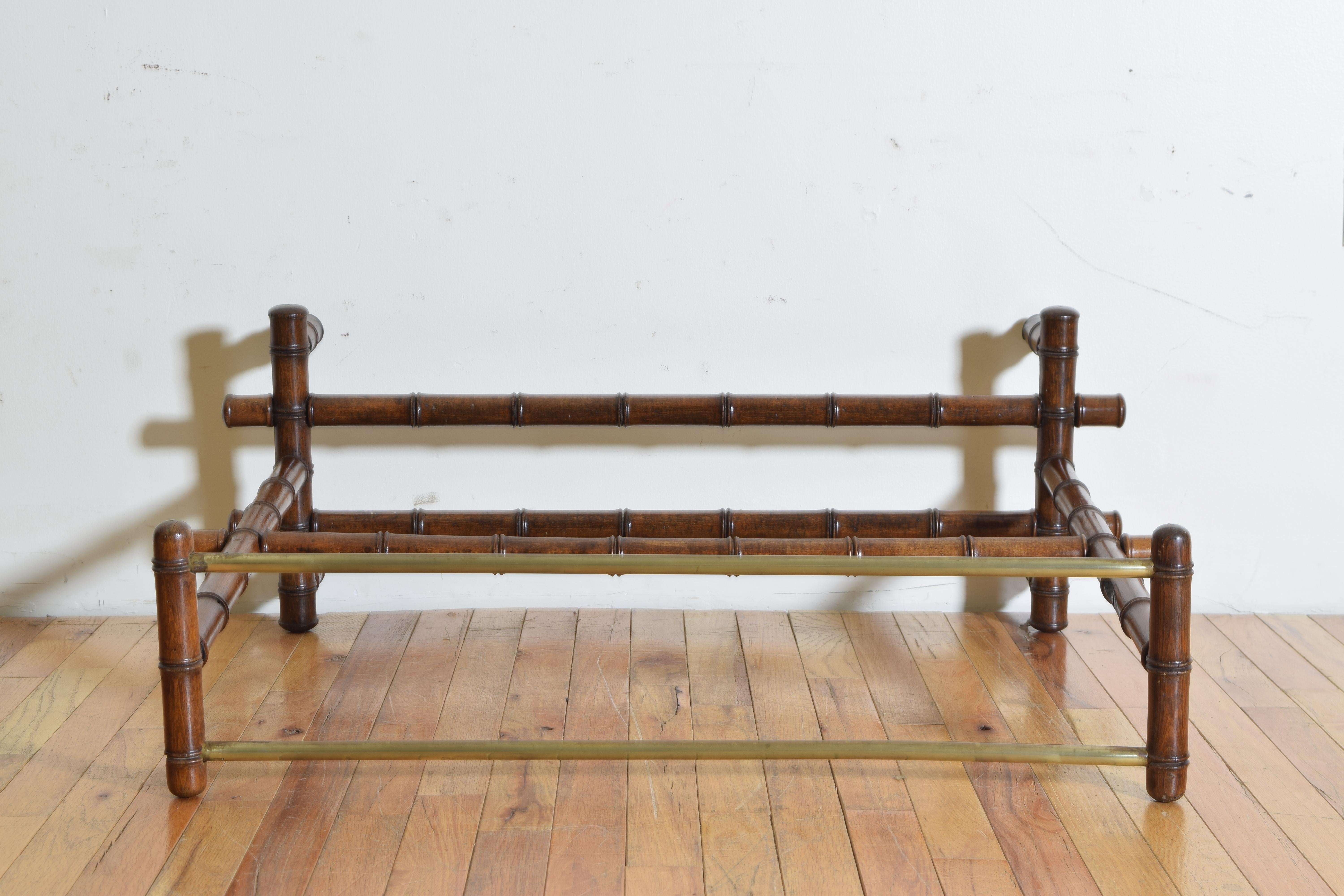 French Oak Faux Bamboo and Brass Towel Rack, Late 19th Century 6