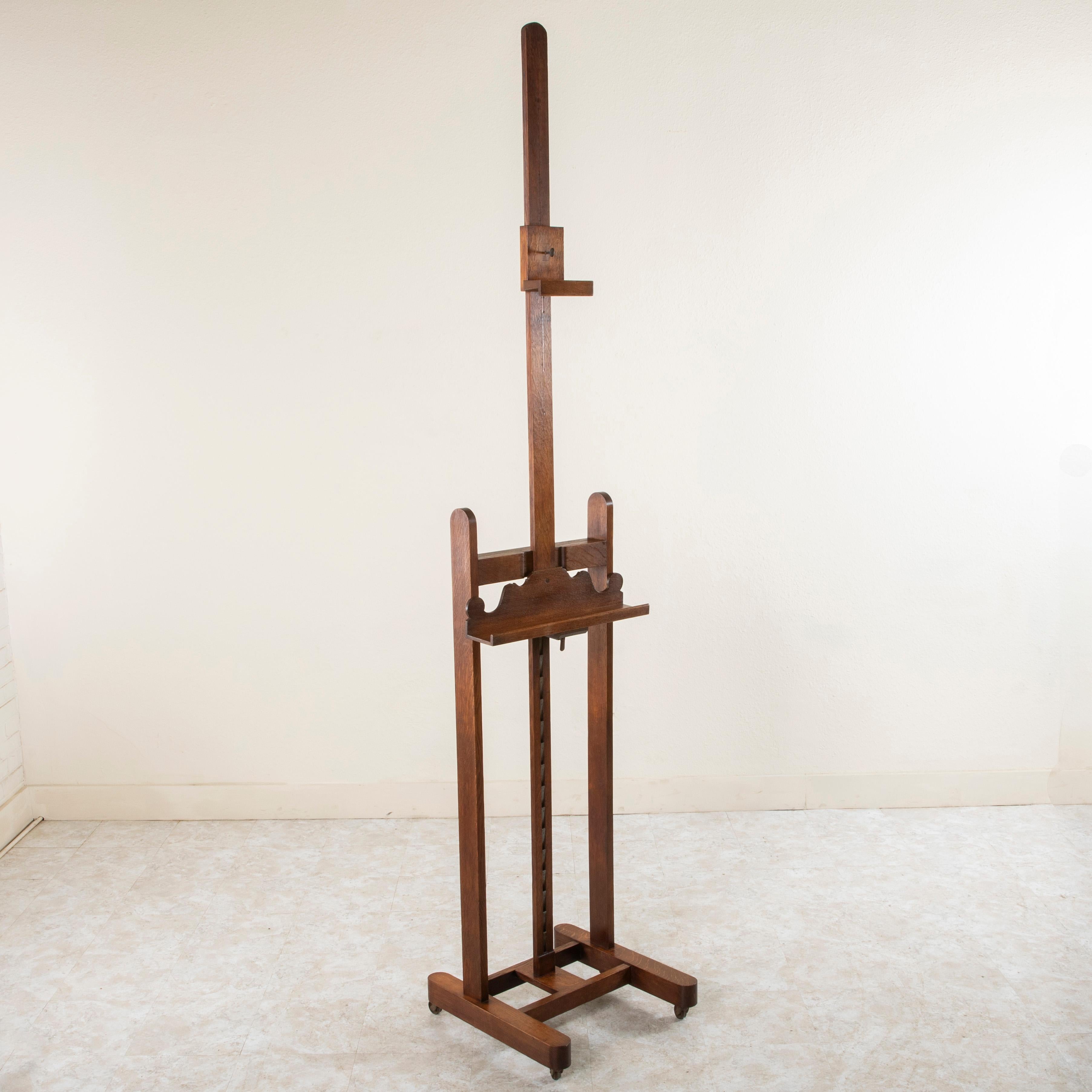 French Oak Floor Easel with Adjustable Height, C. 1900 3