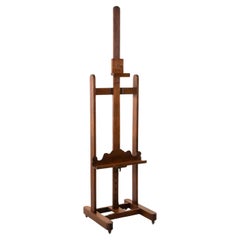 Used French Oak Floor Easel with Adjustable Height, C. 1900