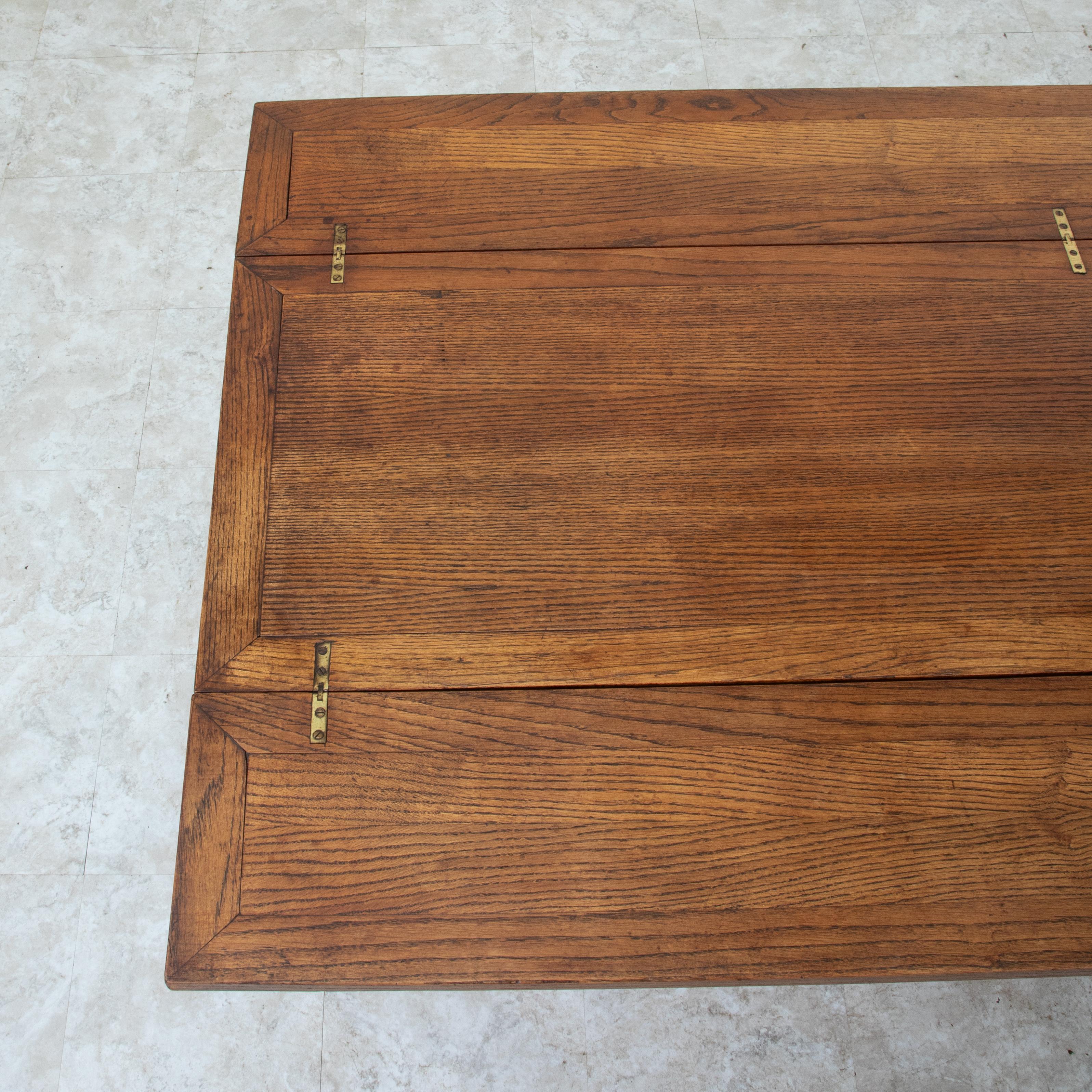 French Oak Folding Hunt Table, Console, Sofa Table, Dining Table, c. 1900 For Sale 15