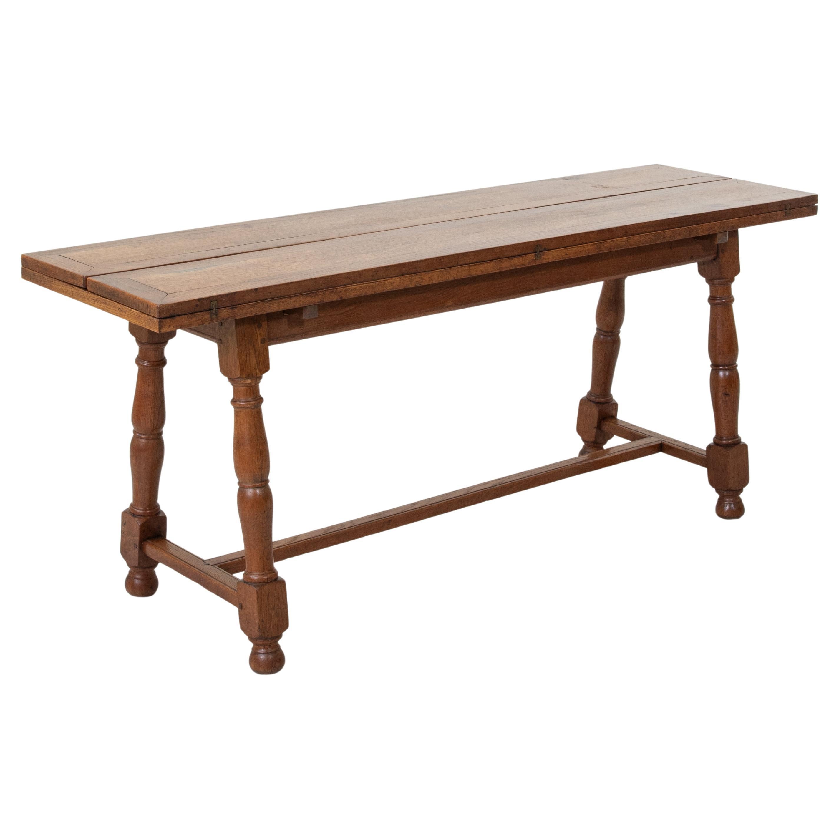 French Oak Folding Hunt Table, Console, Sofa Table, Dining Table, c. 1900 For Sale