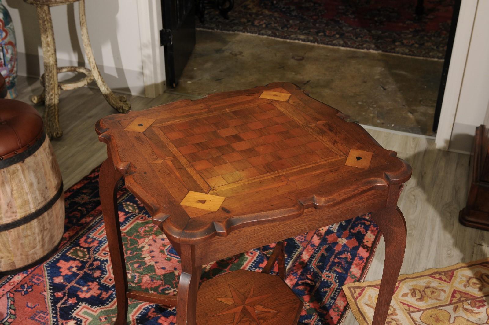 French Provincial French Oak Game Table For Sale