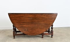 French Oak Gate Leg Drop-leaf Dining Table
