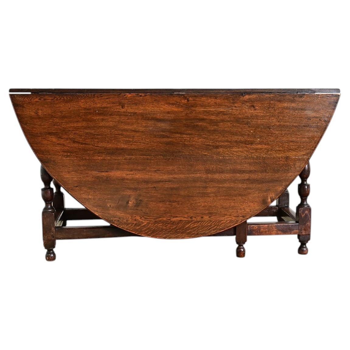 French Oak Gate Leg Drop-leaf Dining Table For Sale