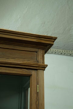 French Oak Glass-Front Display Cabinet, Vintage Style, 20th Century