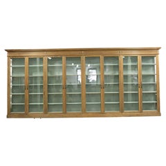 French Oak Glass-Front Display Cabinet, Vintage Style, 20th Century