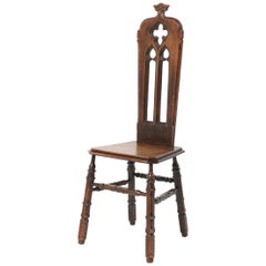 French Oak Gothic Revival Side Chair, 1920s