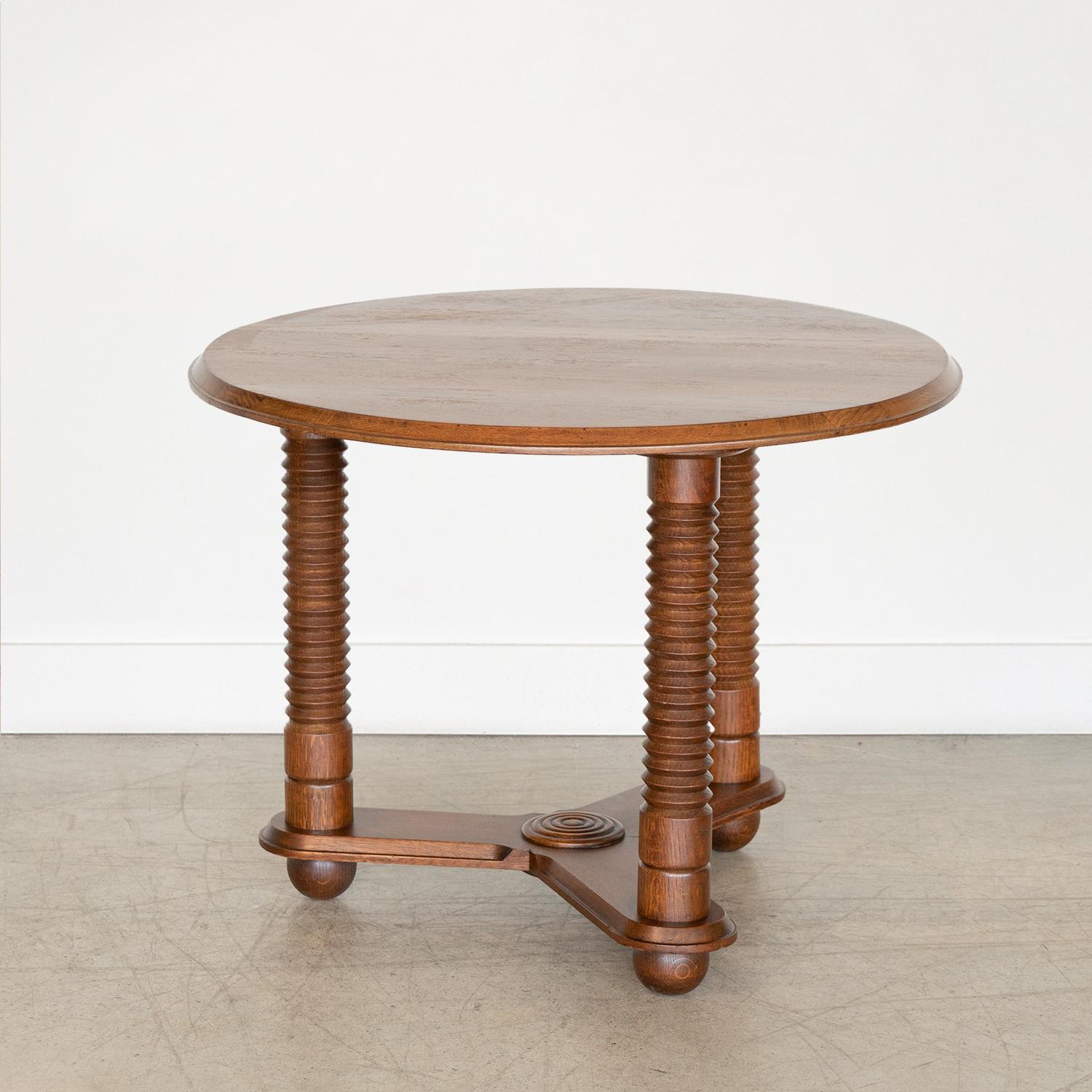 20th Century French Oak Gueridon Table by Charles Dudouyt