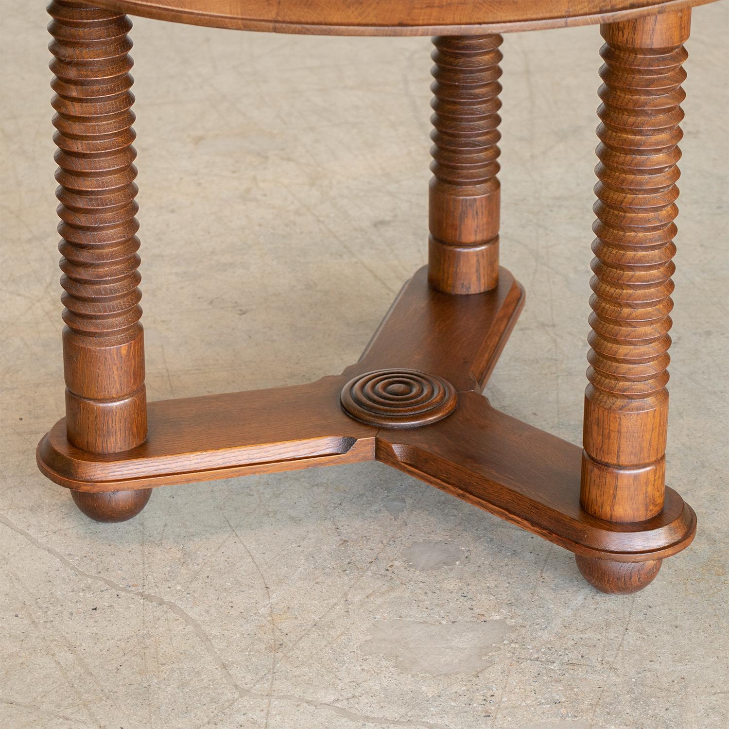 French Oak Gueridon Table by Charles Dudouyt 4