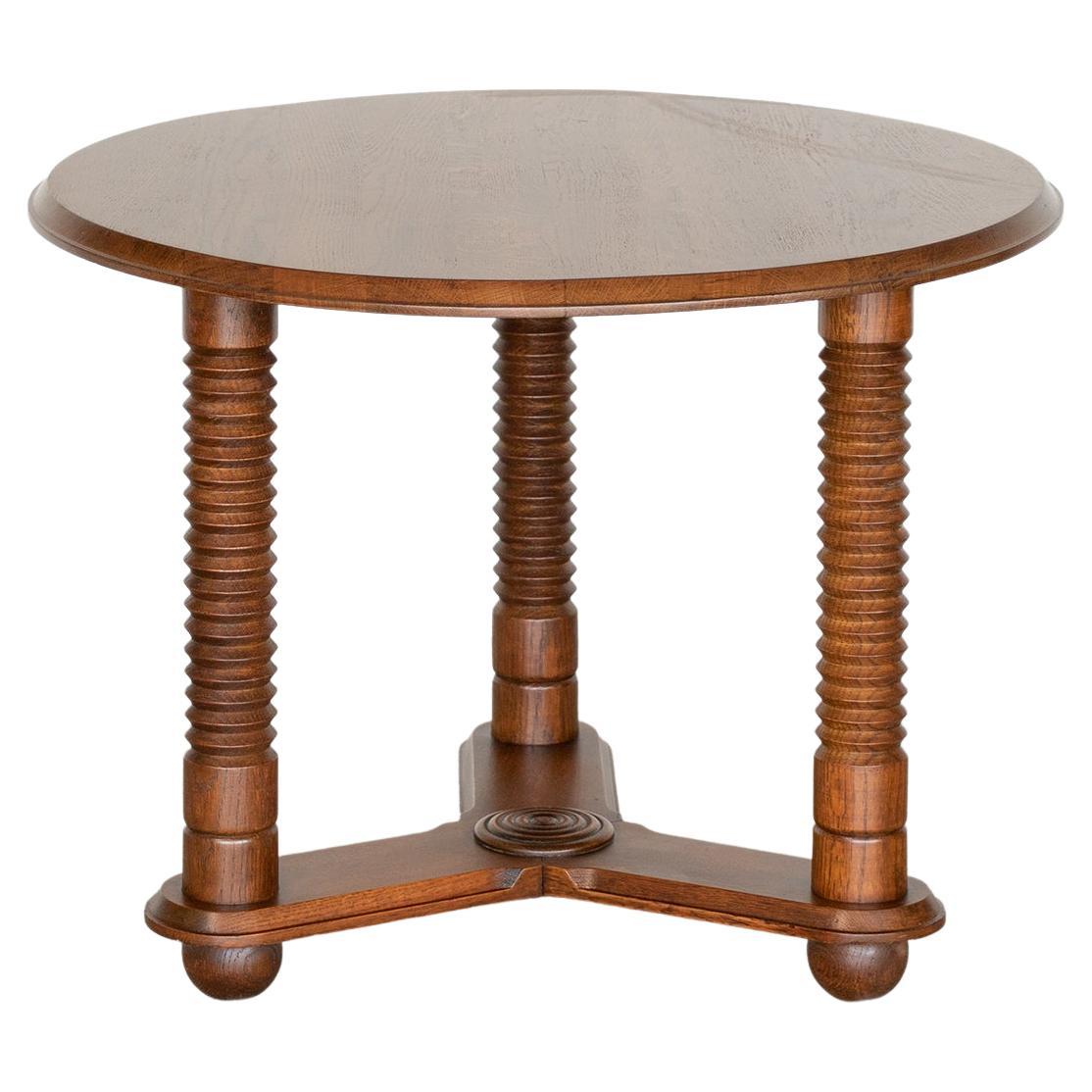 French Oak Gueridon Table by Charles Dudouyt