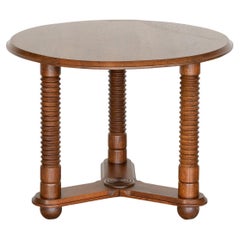 French Oak Gueridon Table by Charles Dudouyt