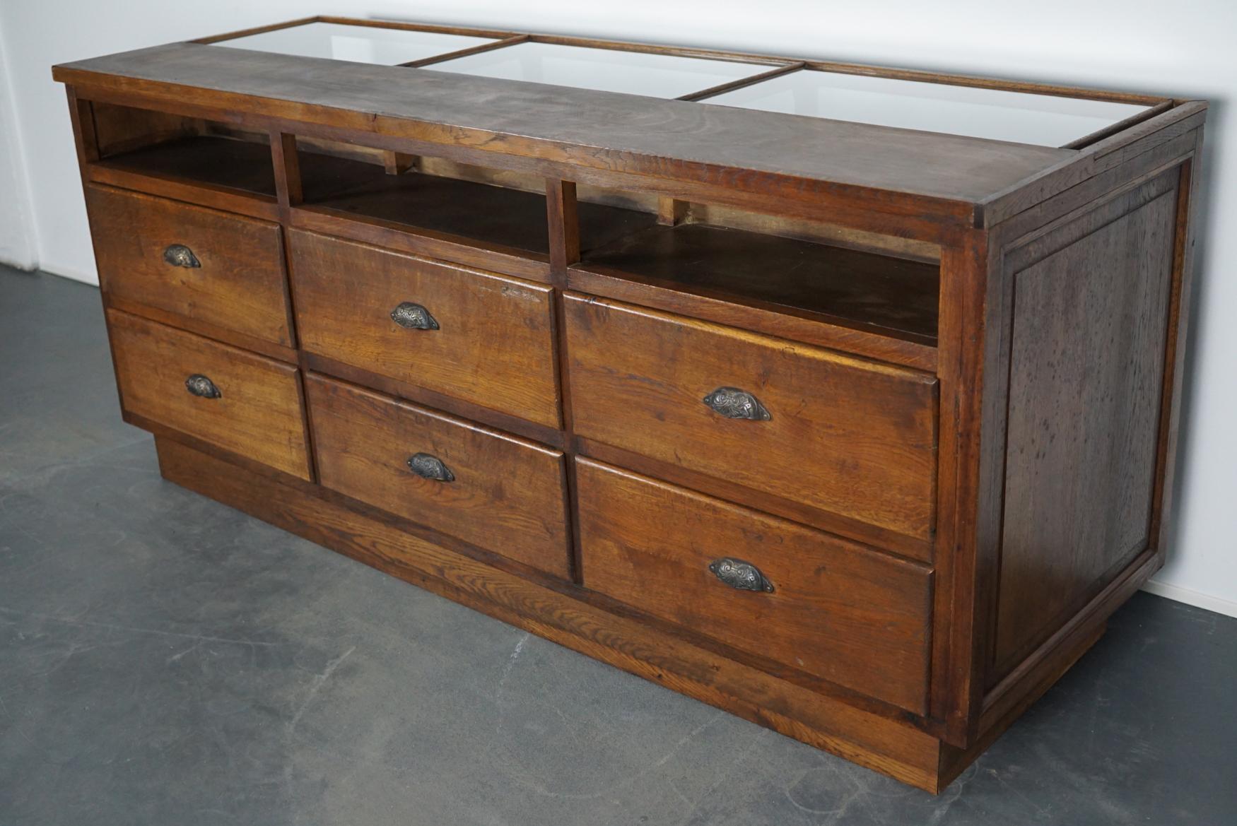 French Oak Haberdashery Cabinet or Shop Counter, 1930s 6