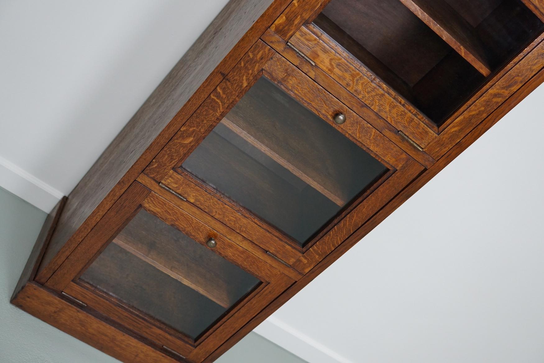 French Oak Haberdashery Shop Cabinet Glass Folding Doors, 1930s In Good Condition In Nijmegen, NL