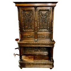 French Oak Hand Carved Antique Renaissance-Style Cabinet, 19th C